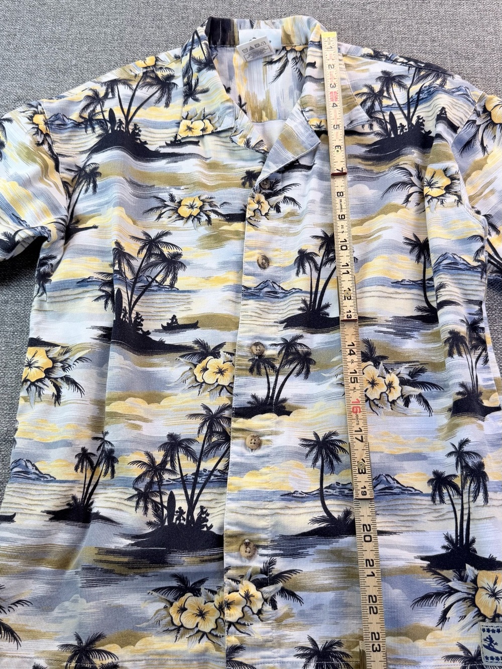 Boys Short-Sleeve Hawaiian Shirt - Light Blue & Yellow Tropical Print - Picture 9 of 14